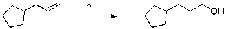 Which reagents are most likely to accomplish the transformation shown below?   A)  1. BH<sub>3</sub>∙THF / 2. HO<sup>-</sup>, H<sub>2</sub>O<sub>2</sub>, H<sub>2</sub>O B)  H<sup>+</sup>, H<sub>2</sub>O C)  1. Hg(OAc) <sub>2</sub>, H<sub>2</sub>O, THF / 2. NaBH<sub>4</sub> D)  1. Hg(OAc) <sub>2</sub>, CH<sub>3</sub>OH / 2. NaBH<sub>4</sub> E)  NaOH, H<sub>2</sub>O