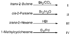 Which reaction is not stereospecific?   A)  I B)  II C)  III D)  IV