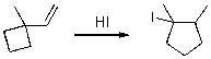 Addition of HI to the alkene of the cyclobutane in the scheme below, results in a significant yield of the product shown. What other product(s) might also be obtained? Explain with a mechanism and brief discussion the observation of the given product as well as others that may arise.  