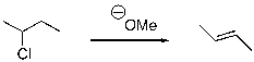 Show the mechanism for the following elimination, assuming that it is a concerted reaction.  