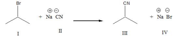 What is the nucleophile in the following reaction?   A)  I B)  II C)  III D)  IV