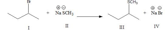 What is the nucleophile in the following reaction?   A)  I B)  II C)  III D)  IV