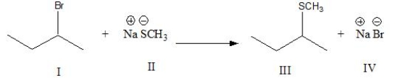 What is the electrophile in the following reaction?   A)  I B)  II C)  III D)  IV