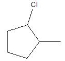 What is the IUPAC name for the following compound?   A)  Chlorocyclopentane B)  2-Chloro-1-methylcyclopentane C)  1-Methyl-2-chlorocyclopentane D)  1-Chloro-2-methylcyclopentane
