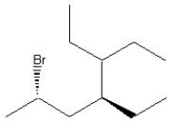 What is the IUPAC name for the following compound?   A)  2-Bromo-4-pentylhexane B)  (2S,4S) -2-Bromo-4,5-diethylheptane C)  3,4-Diethyl-6-bromoheptane D)  2-Bromo-4-methylhexane E)  (2R,4R) -2-Bromo-4,5-diethylheptane