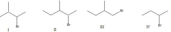 What is the correct structure for 2-bromo-3-methylbutane?   A)  I B)  II C)  III D)  IV