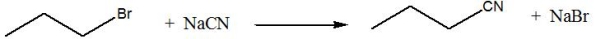 Which of the following is the rate equation for the following S<sub>N</sub>2 reaction?   A)  Rate = k[1-bromopropane] B)  Rate = k[NaCN] C)  Rate = k[1-bromopropane] [NaCN] D)  Rate = k[1-bromopropane]<sup>2</sup> E)  Rate = k[1-bromopropane]<sup>2 </sup>[NaCN]<sup>2</sup>