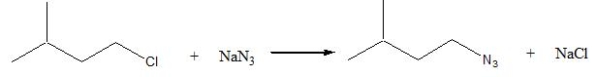 Consider the following S<sub>N</sub>2 reaction,   Assuming no other changes, what is the effect on the rate, if the concentration of both 1-chloro-3-methylbutane and NaN<sub>3 </sub>is doubled? A)  No effect B)  It would double the rate C)  It would triple the rate D)  It would increase four times E)  It would reduce by half