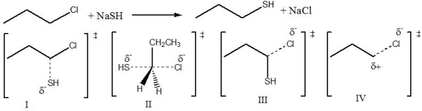 Draw the transition state for the following reaction.   A)  I B)  II C)  III D)  IV