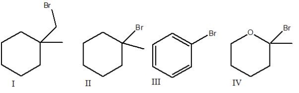 Which of the following compounds will undergo the fastest S<sub>N</sub>1 reaction? Explain your choice.  