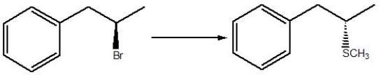 What substitution reaction mechanism is most likely for the following conversion?   A)  S<sub>N</sub>1 B)  S<sub>N</sub>2 C)  Either S<sub>N</sub>1 or S<sub>N</sub>2 D)  None of these