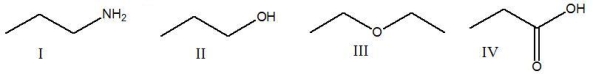Which of the following is an aprotic solvent?   A)  I<sup>-</sup> B)  II<sup>-</sup> C)  III D)  IV E)  none of these