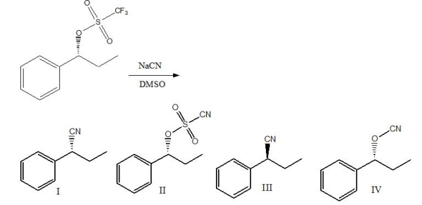 Predict the product for the following reaction.   A)  I B)  II C)  III D)  IV E)  I & III