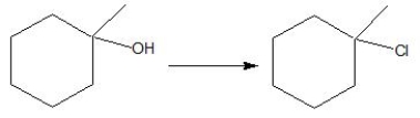 Provide the reagents necessary to carry out the following conversion.   A)  NaCl in water B)  NaCl in ether C)  HCl in water D)  TsCl/pyridine followed by NaCl