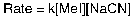 Given the following rate law, what is the order of the reaction with respect to MeI?  
