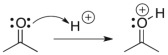 For the following reaction step, indicate which pattern of arrow pushing it represents.   A)  Proton transfer B)  Loss of leaving group C)  Nucleophilic attack D)  Rearrangement