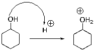 For the following reaction step, indicate which pattern of arrow pushing it represents.   A)  Proton transfer B)  Loss of leaving group C)  Nucleophilic attack D)  Rearrangement