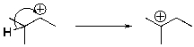 For the following reaction step, indicate which pattern of arrow pushing it represents.   A)  Proton transfer B)  Loss of leaving group C)  Nucleophilic attack D)  Rearrangement