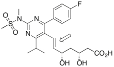 Shown below is the structure of Crestor (rosuvastatin), a medication used to reduce cholesterol. Is the highlighted alkene of rosuvastatin cis, trans, or neither?  