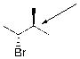 Draw a Newman projection for the following compound as viewed down the indicated bond in the conformation shown.  