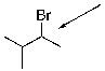 Draw an energy diagram for rotation around the indicated bond of the following compound.  
