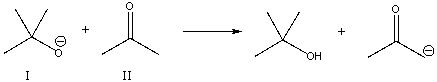For the following reaction, which reactant functions as an acid?   A)  I B)  II C)  neither