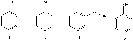 Which of the following compounds is most basic?   A)  I B)  II C)  III D)  IV E)  All of these