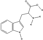 Tryptophan, an essential amino acid, is important in the synthesis of the neurotransmitter serotonin in the body. It has the following structure. Circle the three most acidic protons in tryptophan.  