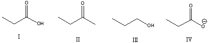 Which of the following compounds is most acidic?   A)  I B)  II C)  III D)  IV