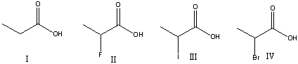 Which of the following compounds is most acidic?   A)  I B)  II C)  III D)  IV