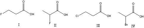 Which of the following compounds is most acidic?   A)  I B)  II C)  III D)  IV