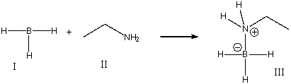 For the following reaction, identify the Lewis acid.   A)  I B)  II C)  III D)  Both I & III