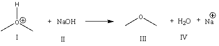 For the following reaction, identify the Lewis acid.   A)  I B)  II C)  III D)  IV E)  None of these