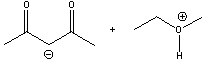 For the following reaction identify the acid and the base and predict the products. Draw the curved arrow mechanism for the formation of products and predict the direction of the equilibrium.  