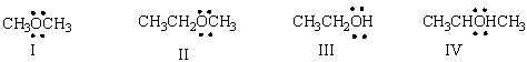 Which of the following compounds have a molecular formula of C<sub>2</sub>H<sub>6</sub>O?   A)  I B)  II C)  III D)  IV E)  Both I & III