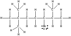 Which of the following is the correct condensed structure for the following compound?   A)  CH<sub>3</sub>C(CH<sub>3</sub>) <sub>2</sub>(CH<sub>2</sub>) <sub>2</sub>(CH) BrC(CH<sub>3</sub>) <sub>2</sub> B)  CH<sub>3</sub>CH<sub>3</sub>CH<sub>3</sub>C(CH<sub>2</sub>) <sub>2</sub>C(CH<sub>3</sub>) <sub>2</sub>CHBr C)  (CH<sub>3</sub>) <sub>3</sub>C(CH<sub>2</sub>) <sub>3</sub>BrCHCH<sub>3</sub>CH<sub>3</sub> D)  CH<sub>3</sub>CH<sub>3</sub>CH<sub>3</sub>C(CH<sub>2</sub>) <sub>2</sub>CHBrCHCH<sub>3</sub>CH<sub>3</sub> E)  (CH<sub>3</sub>) <sub>3</sub>C(CH<sub>2</sub>) <sub>2</sub>CHBrCH(CH<sub>3</sub>) <sub>2</sub>