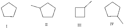 Which of the following bond-line structures are of the same compound?   A)  I & II B)  II & III C)  III & IV D)  II & IV E)  None of these