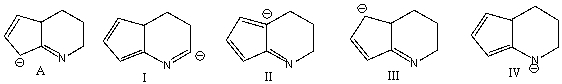 Which of the following is/are correct resonance structure(s)  for compound A   A)  I & II B)  II & III C)  III & IV D)  I & III E)  I & IV