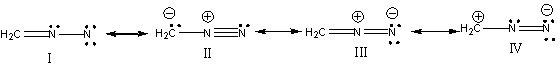 Which of the following is the most significant resonance structure?   A)  I B)  II C)  III D)  IV E)  None of these