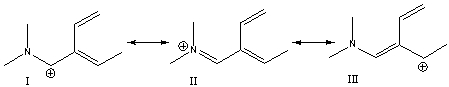 Which of the following is/are the most significant resonance structure(s) ?   A)  I B)  II C)  III D)  I & III E)  all of these