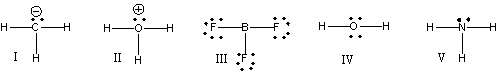 Which of the following compounds have tetrahedral electron geometry?   A)  I, II & III B)  I, II, IV & V C)  III & IV & V D)  IV & V E)  All of these