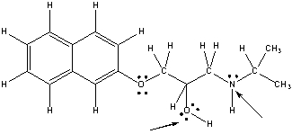 Following is the structure for Propranolol, and antihypertensive drug. What are the hybridization state, molecular geometry and approximate bond angle at the indicated nitrogen and oxygen atom in Propranolol?  