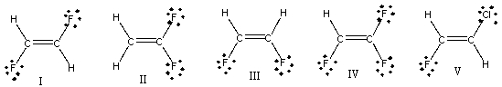 Which of the following compounds has net dipole moment of zero?   A)  I B)  II C)  III D)  IV E)  V