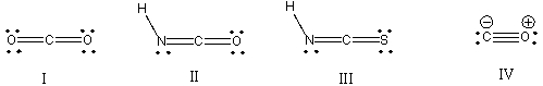 Which of the following compounds have a dipole moment?   A)  II B)  III C)  II & III D)  I, II & III E)  II, III & IV