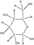 Sugars, an example of which is shown below, tend to be very soluble in water. Explain why.   (The lone pairs of electrons on the oxygen atoms are not shown for clarity)