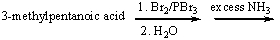 Which amino acid is produced from the following reaction sequence? A) alanine B) valine C) leucine D) isoleucine E) none of these