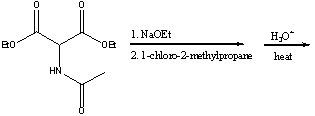 Which amino acid is produced from the following reaction sequence?   A)  alanine B)  valine C)  leucine D)  isoleucine E)  none of these