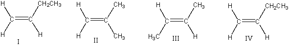 Which one of the following monomers will produce polyisobutylene?   A) I B) II C) III D) IV E) none of these