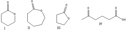 Which of the following monomers would produce the condensation polymer below?     A) I B) II C) III D) IV E) C & D