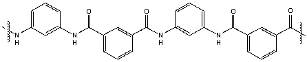 Nomex is a synthetic polymer with the following structure.Provide the structure(s)of monomer(s)that would produce Nomex.  
